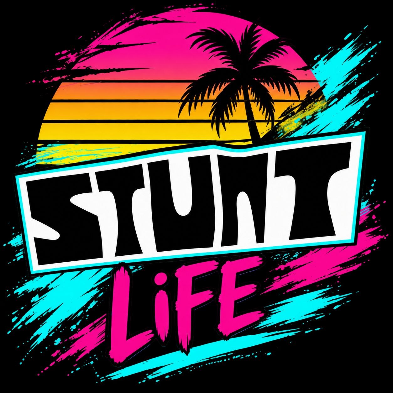 Stunt Life neon sunset logo